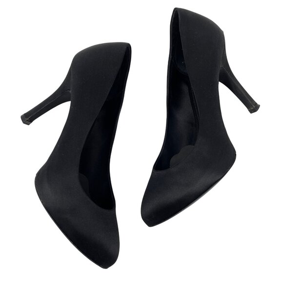 Dolce&Gabbana Black Satin Heel Size 37.5 Decollete Raso in Nero Platform - Picture 1 of 16